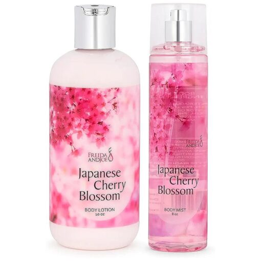 Home Spa Gift 10oz Deep Moisturizing Fragrance Body Lotion & 8 oz, Fine Fragrance Body Mist Set Self-Care Combo for Women & Girls ( Japanese Cherry Blossom )