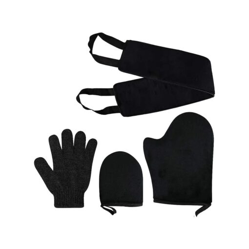 Self Tanning Mitt Applicator Kit 4 in 1 Self Applicator Set with Exfoliating Glove Tan Mitt Applicator Tanning Back Lotion Applicators for Your Back Face Mitt for Tanner Lotion Streak Free Tan