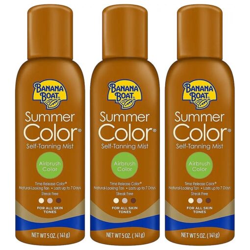 Banana Boat Self Tanning Spray for All Skin Tones, Airbrush Color, Reef Friendly, 5 Ounce - Pack of 3