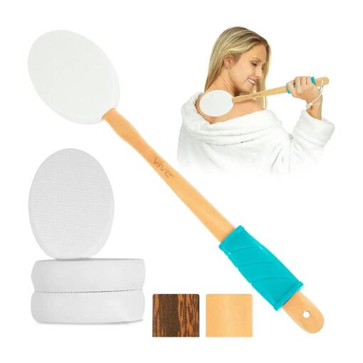 Lotion Applicator for Back, Feet ( 17.5" ) - Self Washer Beauty Shower Sponge, Long Handle Cream Wand for Elderly, Women - Apply Medicine, Skin Cream, Body Wash, Sunscreen