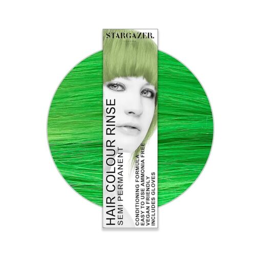 StarGazer Semi Permanent Hair Color - UV GREEN - Amonia Free Hair Dye Includes Gloves