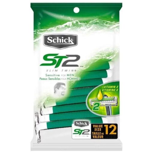 Schick ST2 SlimTwin Disposable Razors Sensitive 12 Each ( Pack of 4 )