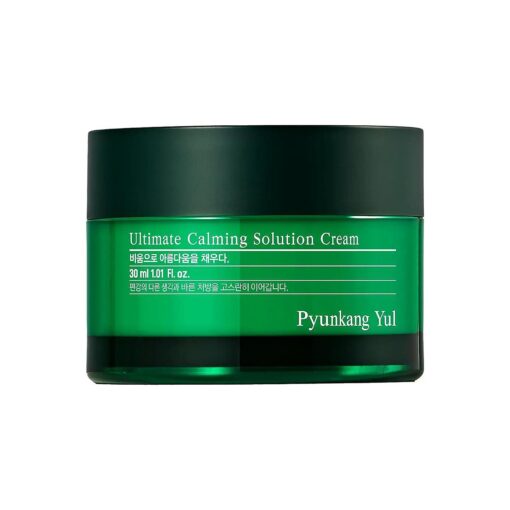 Pyunkang Yul Ultimate Calming Solution Cream with Squalane, Shea Butter, Ceramides, Tea Tree, CICA, Hyaluronic acid, Honeysuckle to Soothe, Deep Moist, Hydrate Dry, Sensitive Facial Skin, 1.01fl.oz .