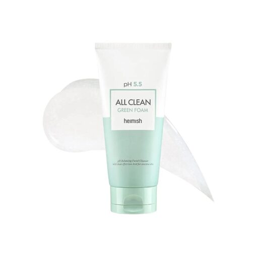 heimish All Clean Green Foam 5.3oz /150g | PH 5.5 balancing Wash & Exfoliating Facial gel Cleanser | Daily Care Cleansing Face wash, Sebum control, Acne treatment, Wash for Deep pore cleansing