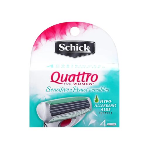 Schick Quattro for Women Razor Blade Refills for Sensitive Skin with Hypo-Allergenic Aloe - 4 Count ( Pack of 2 )