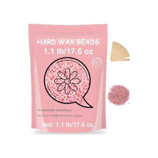 Hard Wax Beads, Bouvetan 1.1lb/17.6oz Hard Wax for Hair Removal, Sensitive Skin wax Beads for Face, Legs, Armpit, Brazilian, Bikini and Full Body at Home, Natural and Gentle Waxing Beads ( Rose pink )