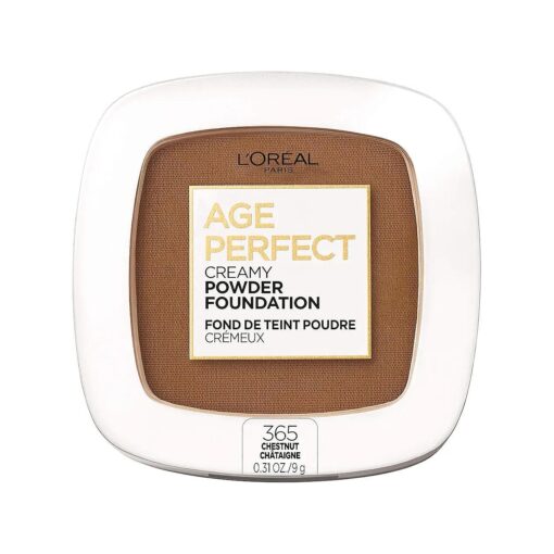 L'Oreal Paris Age Perfect Creamy Powder Foundation Compact, 365 Chestnut, 0.31 Ounce