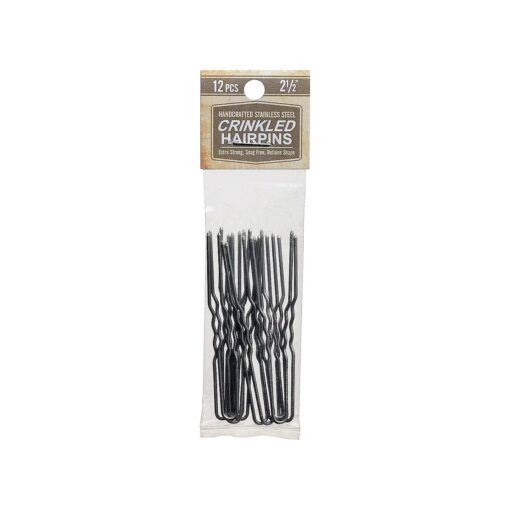 Crinkled Stainless Steel Heavy Duty Snagless Hairpins Pack of 12 Handmade Hair Pin ( 2 1/2 Inch )