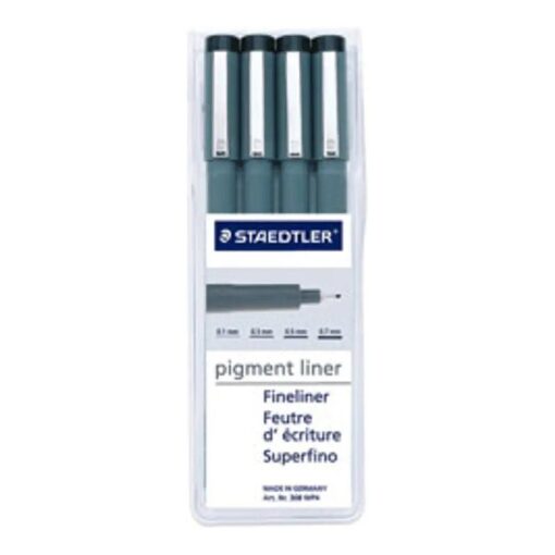 Staedtler Pigment Liner 4 Pieces UP, Black ( 308 A6 WP403 )