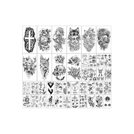 Yazhiji 40 sheets large sexy flowers collection waterproof temporary tattoos lasting fake tattoos for women and girls .