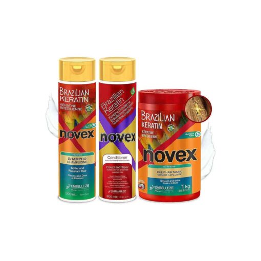 Novex Shampoo 10.1oz + Conditioner 10.1oz + Mask 35oz Set ( Brazilian Keratin 2 )