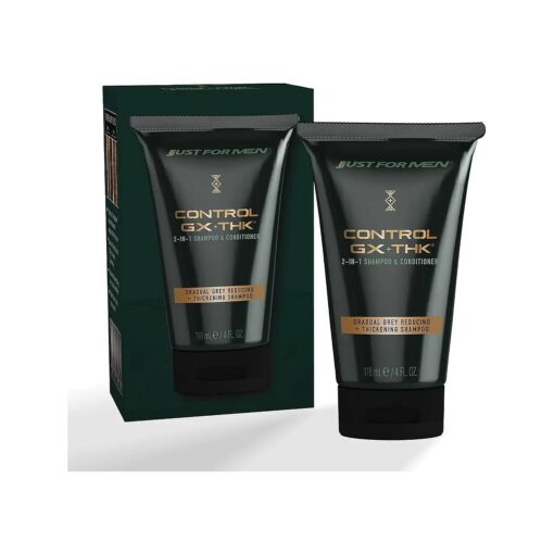 Just for Men Control GX + THK Thickening Shampoo and Conditioner with Grey Reduction, Shampoo for Thinning Hair with Alpha Keratin, Thickens Hair Up to 20 %, 4 oz