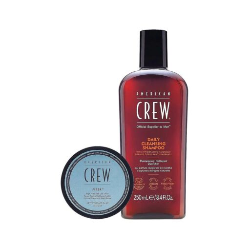 American Crew Fiber Duo, Includes Hair Fiber and Daily Cleansing Men 's Shampoo with Shave Gel Sample 2 Count ( Pack of 1 )