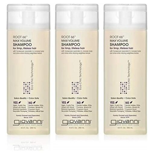 GIOVANNI Root 66 Max Volume Shampoo - For Fine Lifeless Hair, Rich in Nutrients, Volumizing Shampoo, Infused with Natural Botanical Ingredients, Helps Strengthen Hair, Color Safe - 8.5 oz ( 3 Pack )