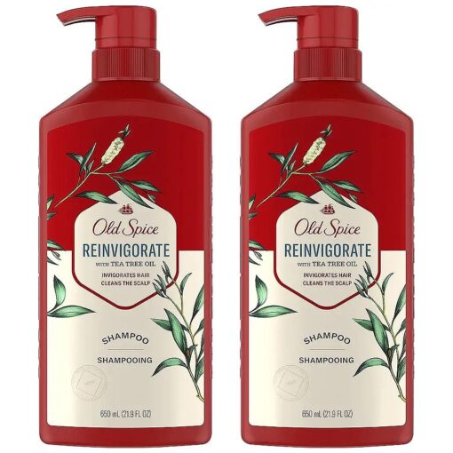 Old Spice Reinvigorate Shampoo for Men with Tea Tree Oil, 21.9 Oz Each, Twin Pack