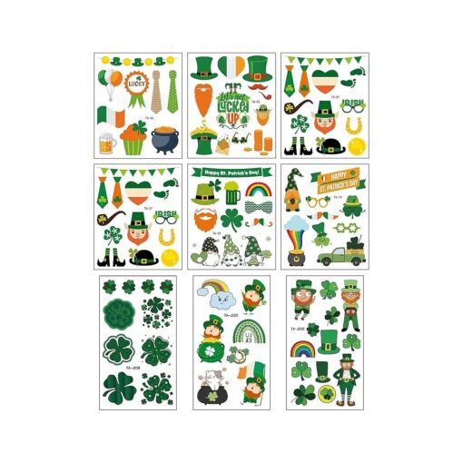 Shamrock Clover Tattoo st Patricks Day Stickers Irish Temporary Tattoos St Patricks Day Accessories Shamrock Patterned Tattoos Party Favors Decorations