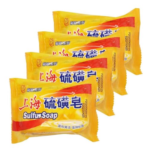 Bee & Flower Shanghai Sulfur Soap 10 % Sulfur Soap Face and Body Bar Soaps 3.4 Oz ( 4 Packs )