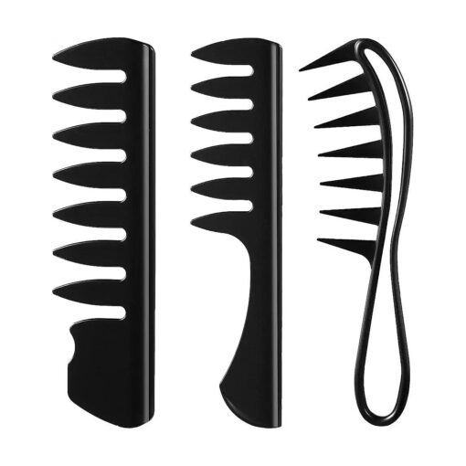 3 Pieces Styling Comb Sets, Black Wide Tooth Comb Teasing Wet Comb Detangling Shampoo Comb Shaping and Teasing Wet Hair Comb for Men Women Hair Styling Hair Salons Most Hairstyles