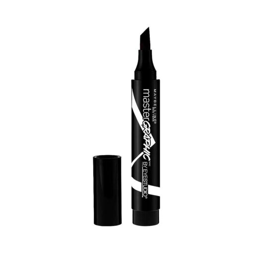 Maybelline New York Eye Studio Master Graphic Liquid Eyeliner, Striking Black, 0.084 Fluid Ounce