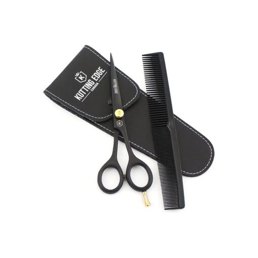 Kutting Edge - Hair Cutting Scissors 6.0" Hairdresser Shears - Professional Barber Hairdressing Trimming Scissor kit Black with Comb for Salon & Home Use