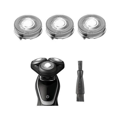 SH50/52 Replacement Heads Compatible with Philips Series 5000 Electric Shaver, Sh50 Replacement Blades Head Compatible with Norelco Series 5000, ATXX ( S5xxx ), PTXX ( PT8xx, PT7xx ) 3-Pack W/Brush