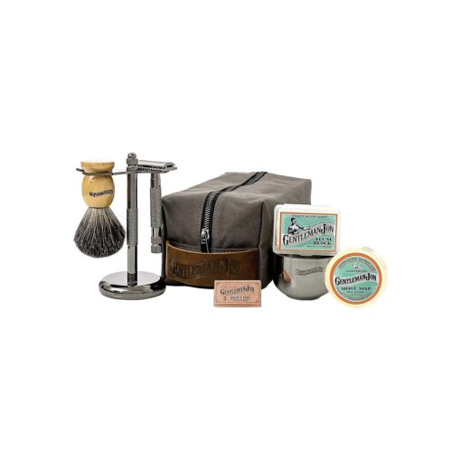 Safety Razor Shaving Kit | Classic Gifts for Dad Grooming Set for Men - Includes : Safety Razor, Hair Shaving Brush, Alum Block, Shave Soap, Bowl, Razor Blades, Shave Stand & Dopp Kit