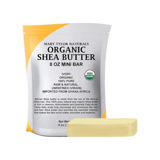 Mary Tylor Naturals Organic Shea butter 8 oz -- USDA Certified Raw, Unrefined, Ivory From Ghana Africa -- Great for Hair, Skin Nails and DIY projects