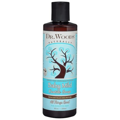 Dr. Woods Unscented Baby Mild Liquid Castile Soap with Organic Shea Butter, 8 Ounce