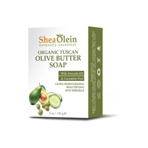 Shea Olein Naturally Essential Organic Olive Butter Soap with Avocado Oil & Cucumber Extract, 5oz ( Pack of 6 ), Skin-Moisturizing, Organic Ingredients With African Shea Butter & Essential Oils