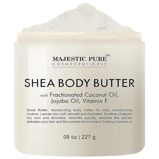 Shea Body Butter - Intense Hydrating with Fractionated Coconut Oil, Jojoba, and Vitamin E - Moisturize for Dry, and Oily Skin - For All Skin Types - Skin Care for Men and Women - 8 oz