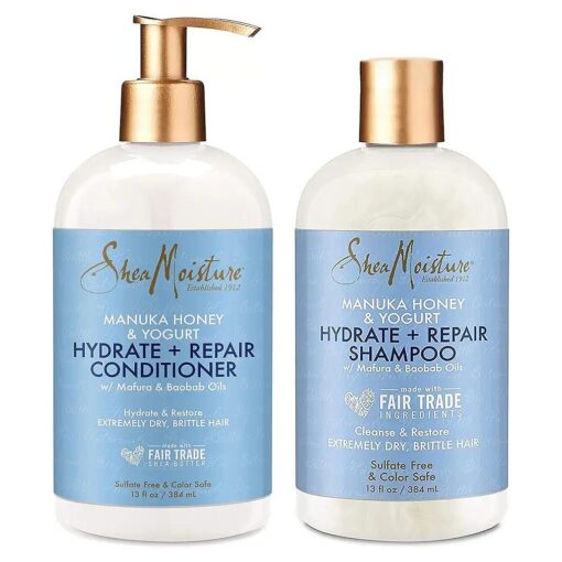 SheaMoisture Hydrate & Repair conditioner For Damaged Hair Manuka Honey & Yogurt Shea Butter Shampoo and Conditioner 13 Fl.oz