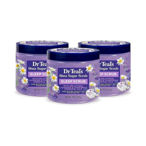 Dr Teal 's Shea Sugar Sleep Scrub, with Melatonin, Lavender, & Essential Oils, 19oz ( Pack of 3 )