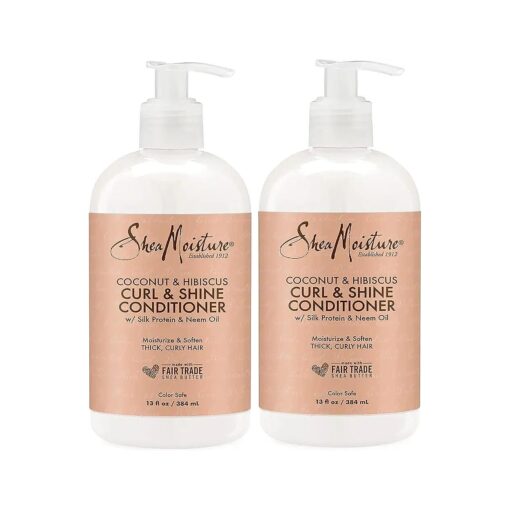 SheaMoisture Curl and Shine Conditioner For Thick, Curly Hair Coconut and Hibiscus Sulfate Free, 13 Fl Oz ( Pack of 2 )