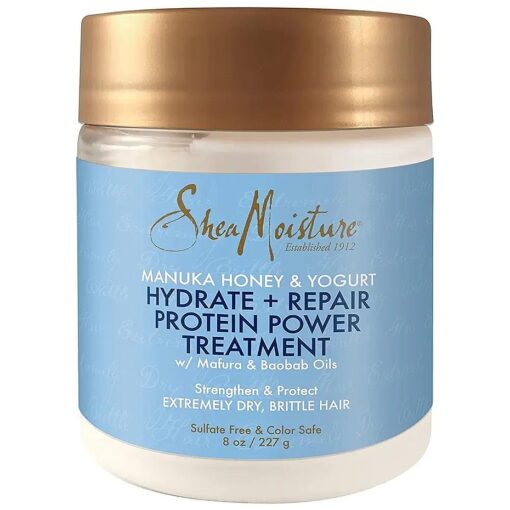 SheaMoisture Hair Mask - Manuka Honey & Yogurt, Hydrate + Repair Protein Power Treatment, Hair Treatment for Dry, Damaged Hair Care with Organic Shea Butter & Castor Oil for Hair, 8 Oz