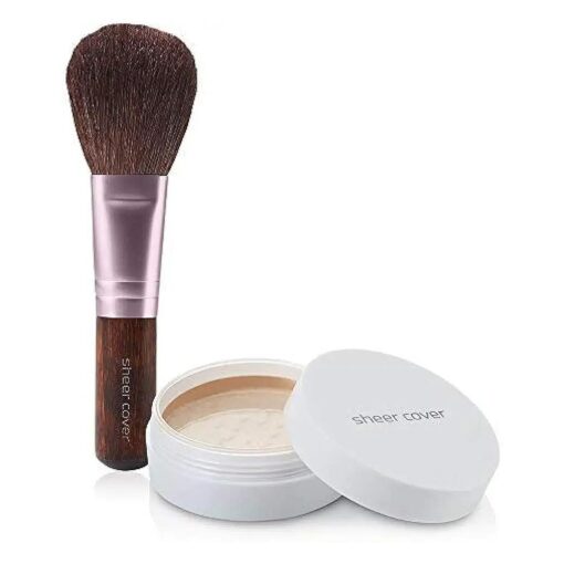 Sheer Cover Perfect Shade - Mineral Foundation Makeup Kit w Free Foundation Brush - Medium Shade - Foundation Powder Makeup and Mineral Makeup, Best Full Coverage Foundation 4 Grams