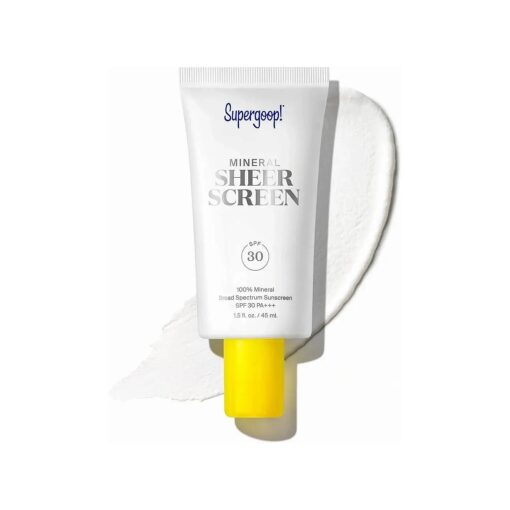 Supergoop ! Mineral Sheerscreen SPF 30 PA+++, 1.5 fl oz - 100 % Mineral, Broad Spectrum Face Sunscreen + Primer + Helps Filter Blue Light - Satin Finish - For All Skin Types