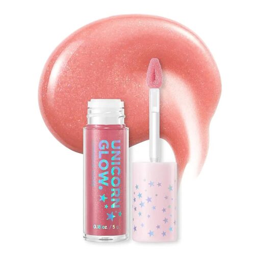 UNICORN GLOW Luminous Lip Gloss, 3 Rose Gold -Moisturizing Lip Gloss with Shimmery Finish - Lightweight, Sheer and Hydrating [ 0.18 oz, / 5 g ] glitter gloss