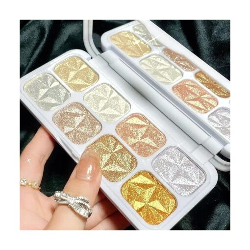 8 Colors Face Body Cheek Diamond Shimmer Highlighter Highlight Makeup Palette iluminadores de maquillaje, Highlighter+Makeup Gold Shimmer Blush Bronzer and Makeup Highlighter Powder C01