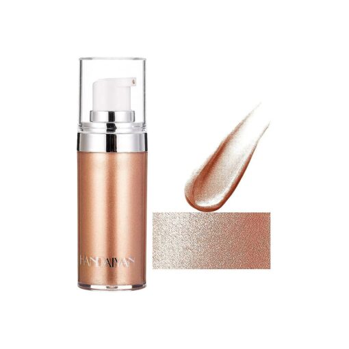 4 Colors Body Luminizer, Liquid Highlighter Makeup, Face Body Shimmer Glow Illuminator, Bronzer Smooth Shine Shimmer Liquid Foundation, Waterproof Moisturizing Body Highlighter ( 02 # Rose Gold )