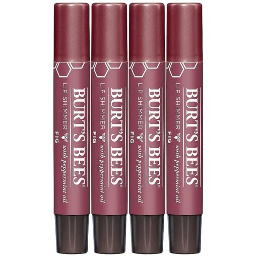 Burt 's Bees Shimmer Lip Tint Set, Tinted Lip Balm Stick, Moisturizing for All Day Hydration with Natural Origin Glowy Pigmented Finish & Buildable Color, Fig ( 4-Pack )