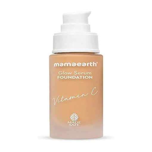 Mamaearth Glow Serum Foundation - Beige Glow Shade | with Vitamin C & Turmeric | Up to 12 Hour Buildable Coverage | Waterproof & Lightweight | 1.01 Fl Oz ( 30ml )