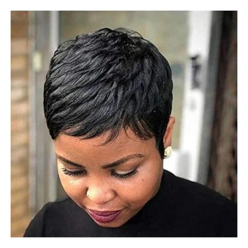 Short Black Pixie Cuts Hair Wigs African American Short Black Wig Female Hairstyles ( 9627-g )