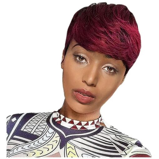 Usexy Short Human Hair Pixie Cut Wigs Non Lace Front Wigs Short Bob Wigs for Black Women 150 % Density Brazilian Virgin Human Hair OT99J Color