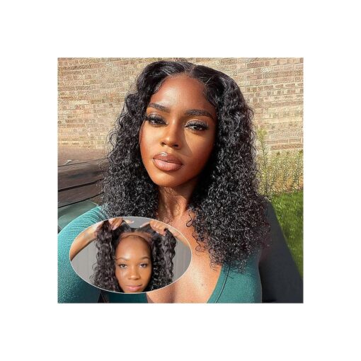 Curly Bob Wig Human Hair Wear and Go Glueless Wigs 5x5 HD Lace Closure Wigs Human Hair Wig Short Curly Wigs For Black Women Jerry Curl Wig Pre Plucked 200 Density 14 Inch