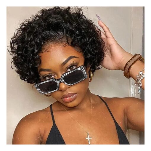 Short Curly Wigs None Lace Pixie Cut Wig Short Human Hair Wigs for Black Women Human Hair Full Made Wigs Natural Color