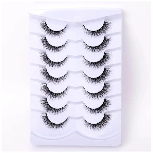 False Eyelashes Short Lashes Natural Look, Wispy Lashes Cat Eye 12mm - 7 Pairs, ZG67