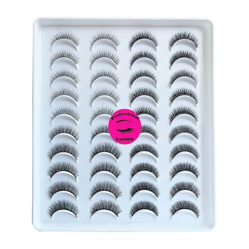 DAODER Lashes Short Eyelashes Natural Look Faux Mink Lashes Wispy Medium Length False Eyelashes 9~11mm Reusable Eye Lashes Pack Variety Styles 20Pairs Black