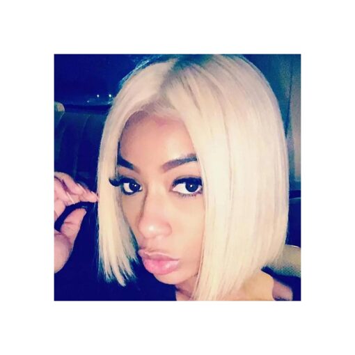 Blonde Bob Wig Human Hair Short Straight 613 Bob Lace Front Wig Medium Size Cap Brazilian Remy Hair Pre plucked Hairline with baby hair