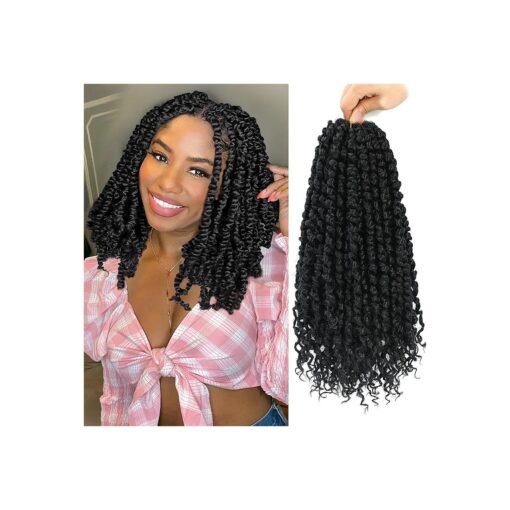 9 Pack Passion Twist Crochet Hair 10 Inch Pre-twisted Passion Twist Hair Pre Looped Boho Crochet Braids Hair for Women Girls and Kids ( 10Inch,1B )