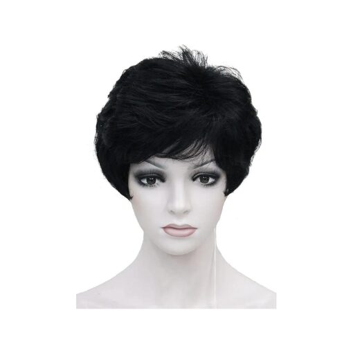 Wiginway Short Straight Synthetic Wigs Wave Shaggy Hairstyle Layered Hair with Bangs for Lady Women